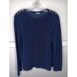 J. McLaughlin Sweater Large Blue Boat Neck Long Sleeve Minimalist EUC